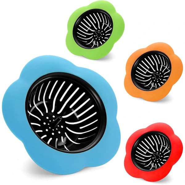 4-pak vaskesier til køkken, silikoneafløbssi, 11,4 cm diameter