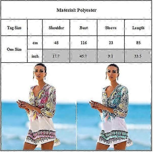 Boho Bikini Baddräktsöverdrag Klänning Sarong Kaftan Strandkläder för kvinnor