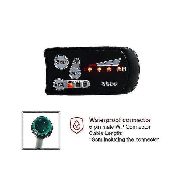 Elektrisk Sykkel 36v48v S800 Led Lcd Måler Kontrollpanel Display For Kontroller 5 Pin Vanntett
