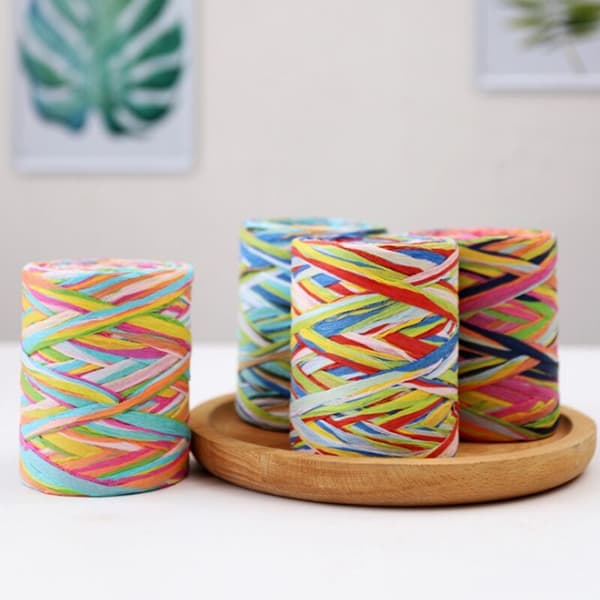 Färgglad pappersraffia dekorationsrep för presentförpackning DIY-hantverk bröllop födelsedagsfest jul, A