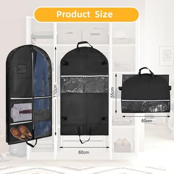 Garment Bag 110x60 cm with 5 Pockets Foldable Suit Protector Garment Cover/Garment Bag/Garment Storage