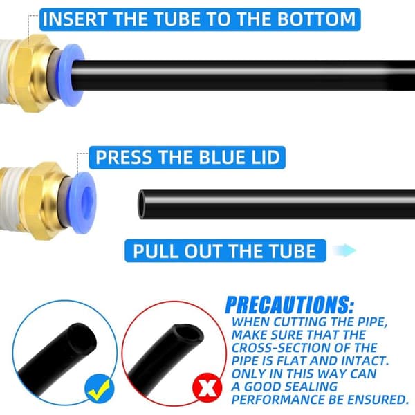 10 stk. 4 mm rør OD x 1/4 BSP han lige push-to-connect koblinger (PC4-02)