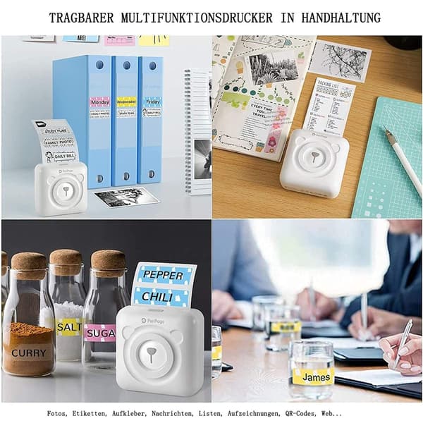 Minifotoprinter til smartphone - Trådløs BT-printer, hvid