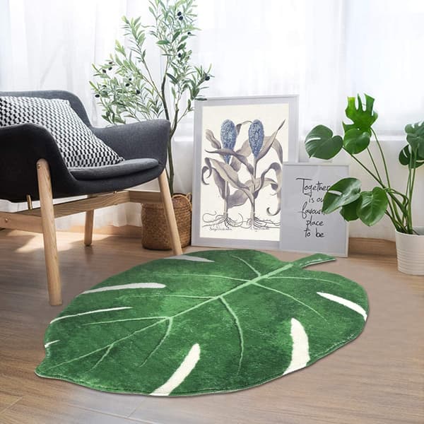 Grønt blad sklisikker baderomsmatte 60 x 90 cm