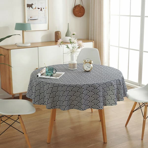 Washed Linen Tablecloth for Picnic Tables in Various Sizes, Round, 120 cm KLB
