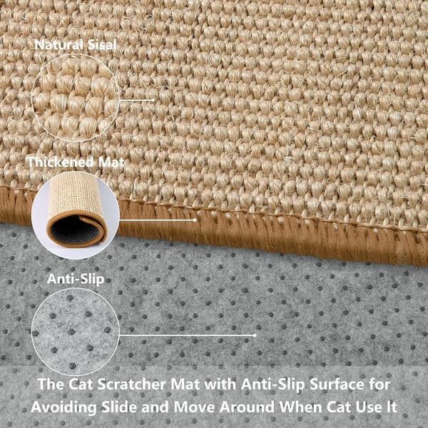 Cat Scratching Board, Natural Sisal Cat Mat, Non-Slip Horizontal and Vertical Cat Scratcher for Claws Cat Mat Protects Carpets and Sofas 40 x 30 cm