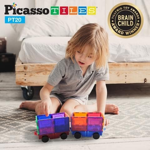 Picasso-Tiles Auto- ja kuorma-autosetti 2 osaa Luonto