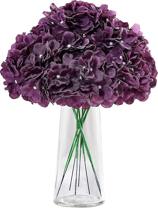 10-pack hortensiablommor, rouge, konstgjord sidenhortensia