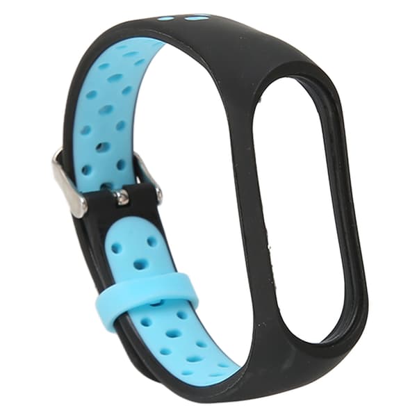 Replacement Bracelet Full Protection Adjustable Size Soft Silicone Smart Wristband Strap for Mi Band 7 Black Blue