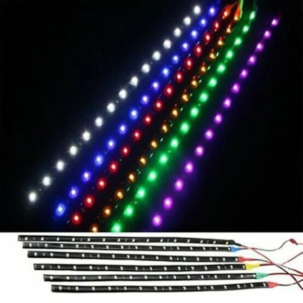 10 stk. røde vanntette fleksible LED-strips for bilunderbelysning