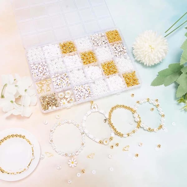 Artificial Pearls Clay Beads Bracelet Making Kit, Bracelet Making Kit Flat Preppy Beads for Friendship Bracelets, Polymer Clay Beads with ...