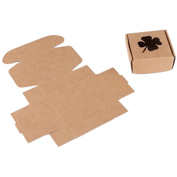Brown 350G Kraft Paper Four-Leaf Clover Foldable Kraft Paper Box - Handmade Candy Supplies