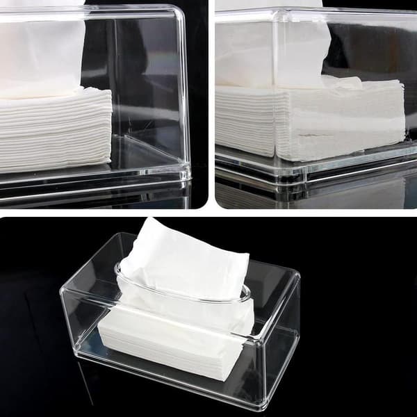 Napkin Holder Clear Rectangular Napkin Dispenser Napkin Box with Lid, Acrylic Napkin Storage Box for Home,