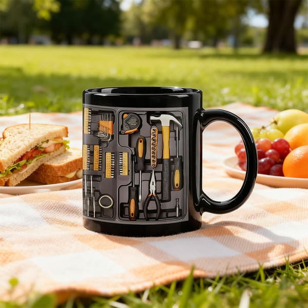 Mug for the Mechanic with Funny Realistic Toolbox Design, Coffee Cup, Novelty 3D Visual Ceramic Mug A A