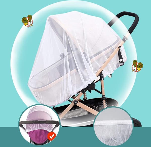 Mosquito Net for Stroller (2 pcs white) - Durable Mosquito Net for Strollers - Perfect Insect Net for Strollers, Cribs, Cradles - Playground Equipment