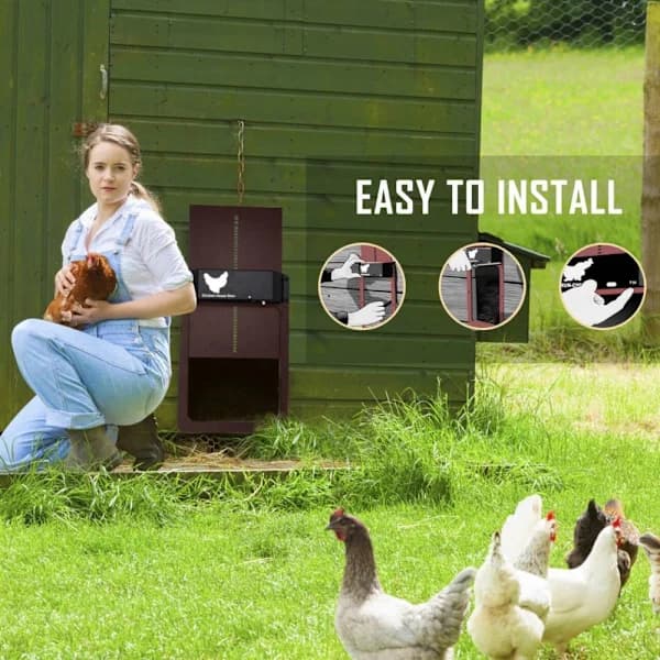 Automatic Chicken Coop Door Solar Powered Opener With Light Sensor Full Aluminum Waterproof For Chickens Ducks Geese