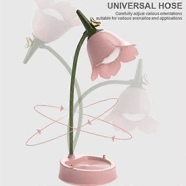 Flower LED Desk Lamp Cordless Table Lamp Adjustable Gooseneck Dimmable Touch Rechargeable Battery Student Bedroom (Pink)