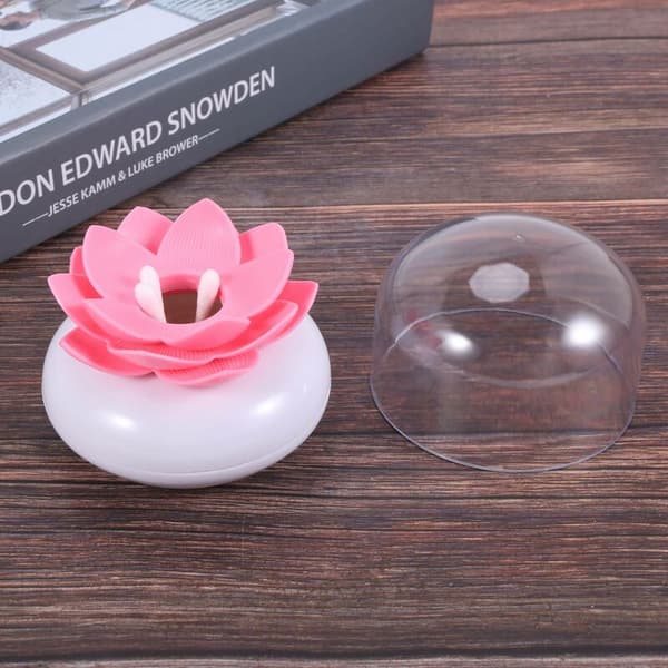 Het Chic Bomull Lotus Blomknopp Hållare Tandpetare Låda Bomullspinne Låda Heminredning (Rosa)