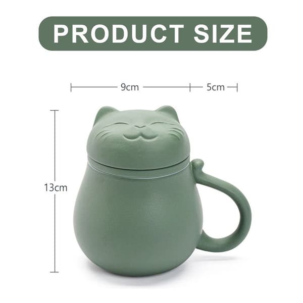 Keramisk tekop med tefilter og låg (400 ml), tekop