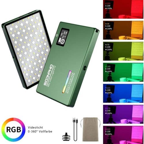 LED-videolys RGB LED-videolys Aluminium USB-oppladbart LED-videolys