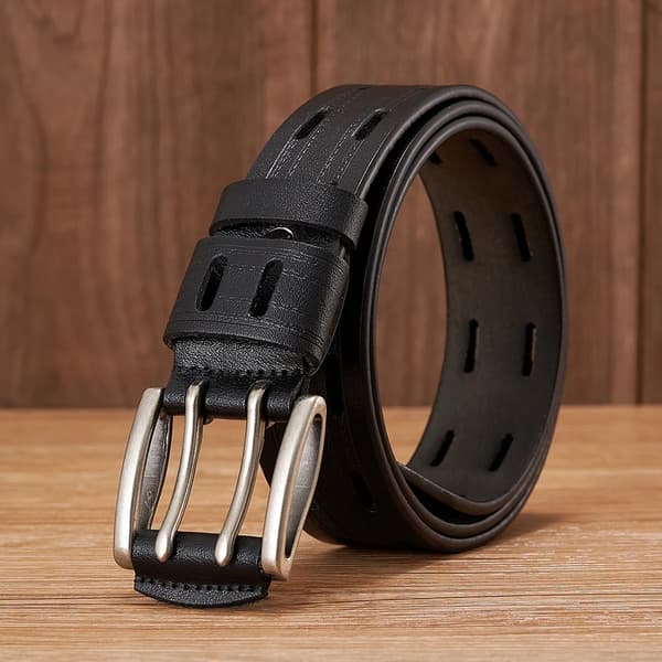 Højkvalitets læderbælte til mænd, mærkevarearmbånd, herre dobbelt