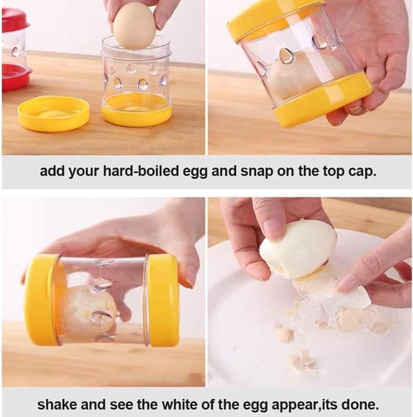 1x Egg Tong for Removing Hard-Boiled Eggs - Egg Peeler and Cracker - Egg Peeler - Shake and Peel - Kitchen Utensil for Opening Eggs - Egg Yolk
