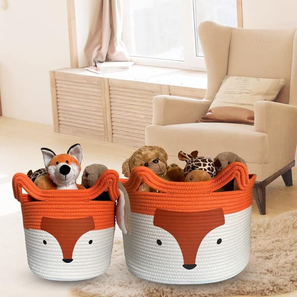 Storage basket children cotton rope fox storage box decorative braided KLB