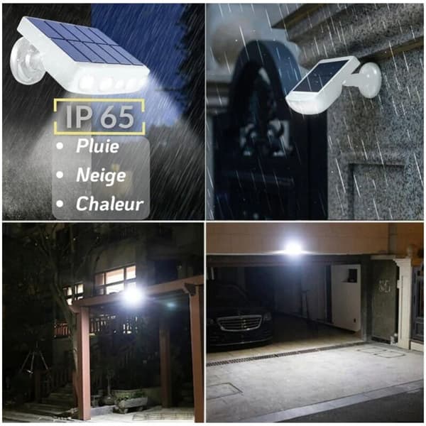 Waterproof Outdoor Solar Lamp with Motion Detector - High-Quality Fast Charging Panel - 4 COB LEDs, Cool White, 500 Lumens