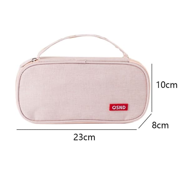 Simple Portable Double Layer Large Capacity Pencil Case Oxford Pink