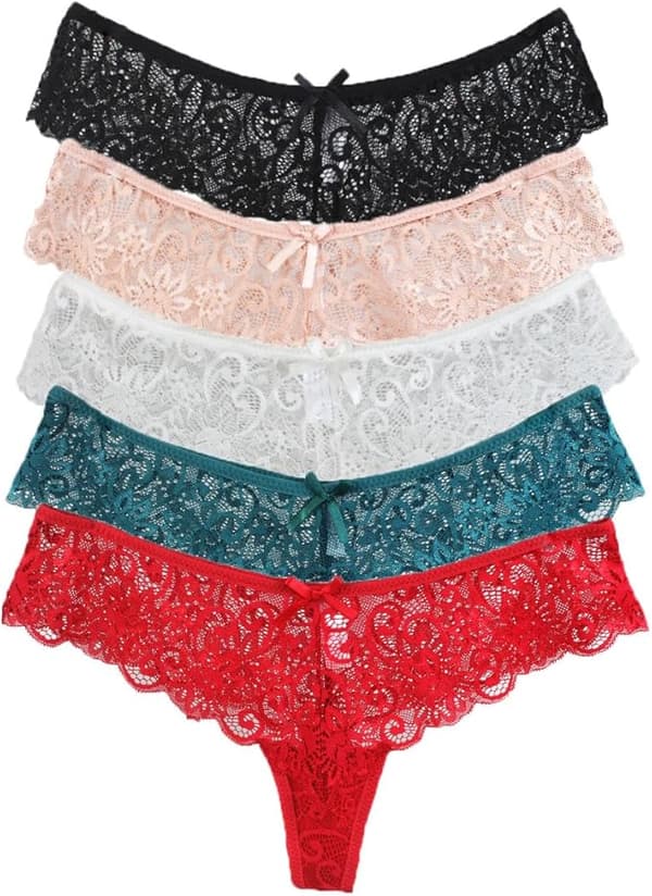 Women's Sexy Lace Thong G-string and Tanga 5-pack