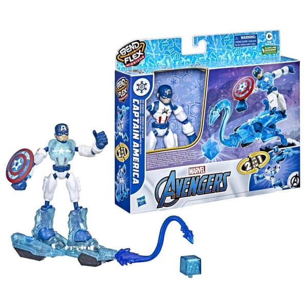 Marvel Avengers Figur, 2-i-1 Bend & Flex Ice Mission Captain America