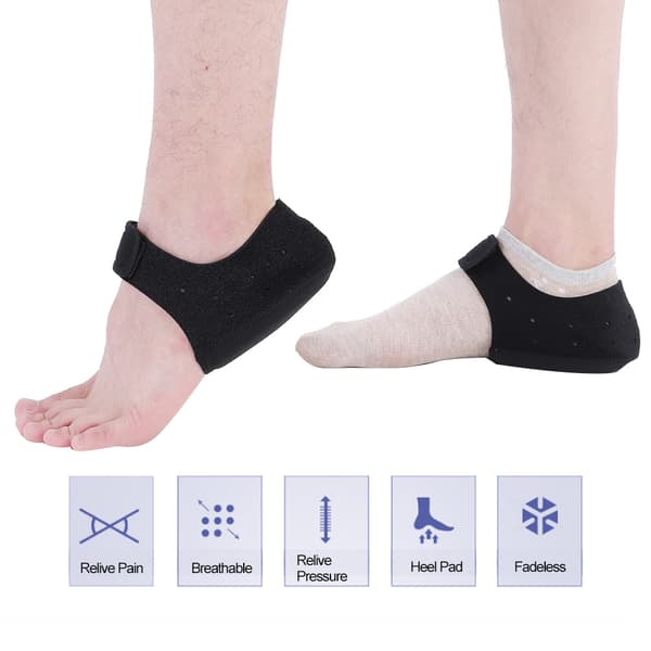 Blød silikone hælpude stødabsorberende unisex lindrer smerter hælstøtte sort (35-40 #2)