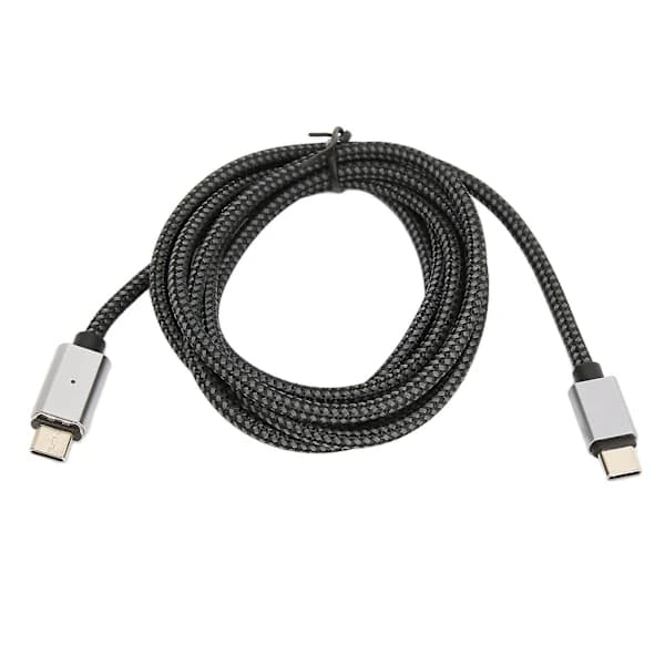 USB C Magnetisk Ladekabel - 1,5m, PD 100W Hurtiglading, 480Mbps, Rett Kabel med LED-lys