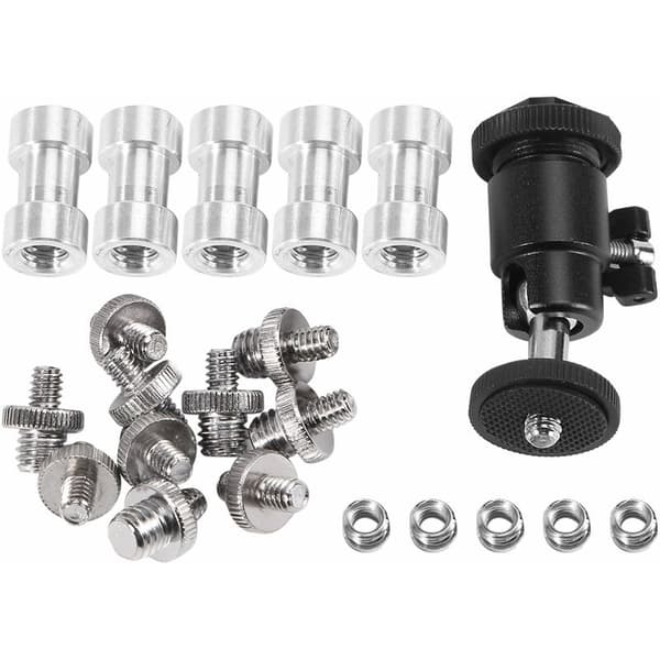Kameraskrue, 21 stk 1/4-3/8 tommer konverteringsskruer 1/4 tommer blitsskoadapter kamerakulehode sett kamera/stativ/monopod