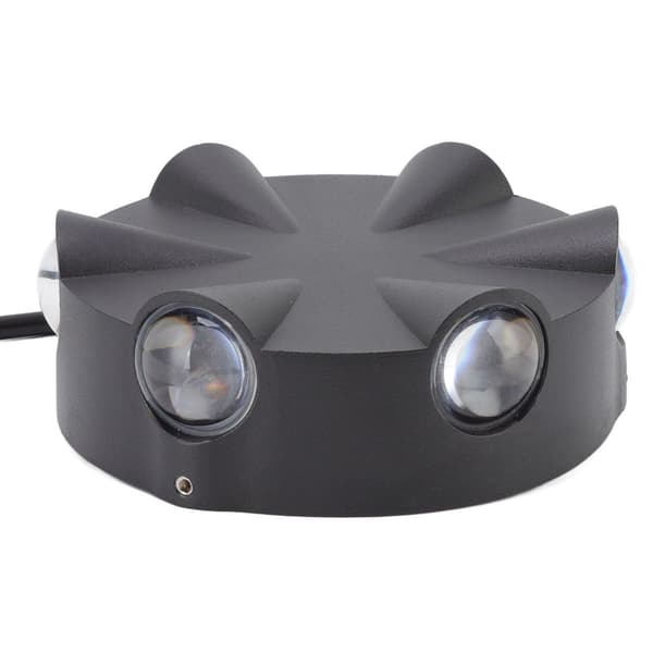 LED-væglampe, rund, aluminium, sort hus, 6W, 6 lysdioder KLB