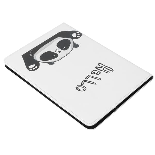 Portable Tablet PU Protective Holster 360° Universal Protection Painted Leather Case for iPad 9th Generation HELLO Panda