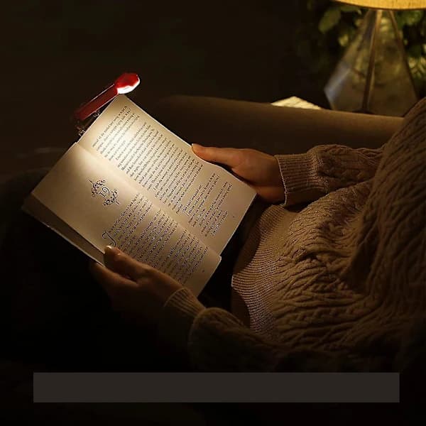 Boklampe med klemme, USB-oppladbar leselampe for sengen, 2 lysmoduser