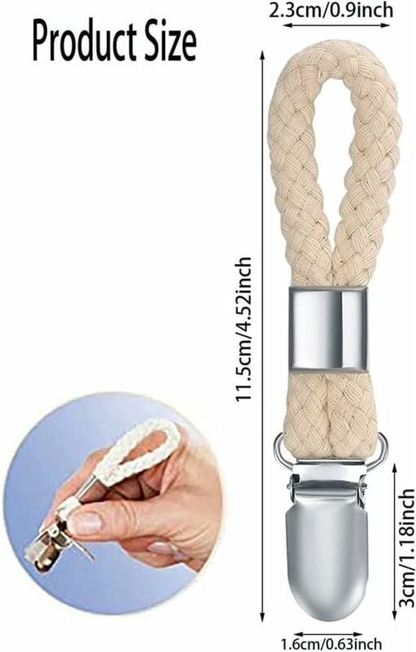 Handdukshållare/klämmor set om 10 - 2,3x11,5 cm - Beige/silver metall & bomullsrep - För diskhanddukar, badhanddukar