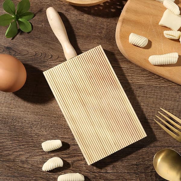 Træ Gnocchi-ske - 22*8,5 cm, med kagerulle - Multifunktionel pastamaskine - Brun
