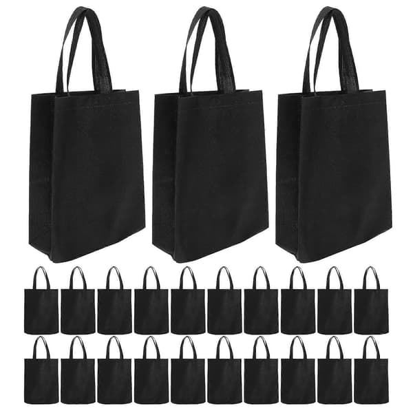 Genanvendelige non-woven indkøbsposer, stofpose til at bære dagligvarer, rektangulær form, 30 stk. [D] Sort Black 30.00X25.00X0.10CM