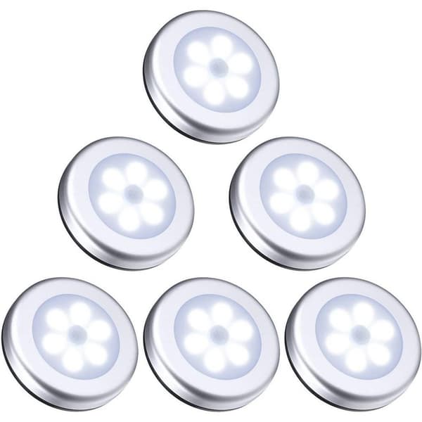 Nattlampe med bevegelsessensor, 6 LED bevegelsessensorlys skaplampe, KLB