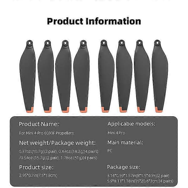 For DJI MINI 4 Pro Propellers Paddles Wings Drone Blades 6030 Accessories