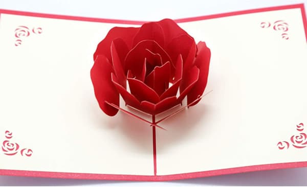 3D pop-up gratulasjonskort for bursdag, ønsker til kone, rosa rose