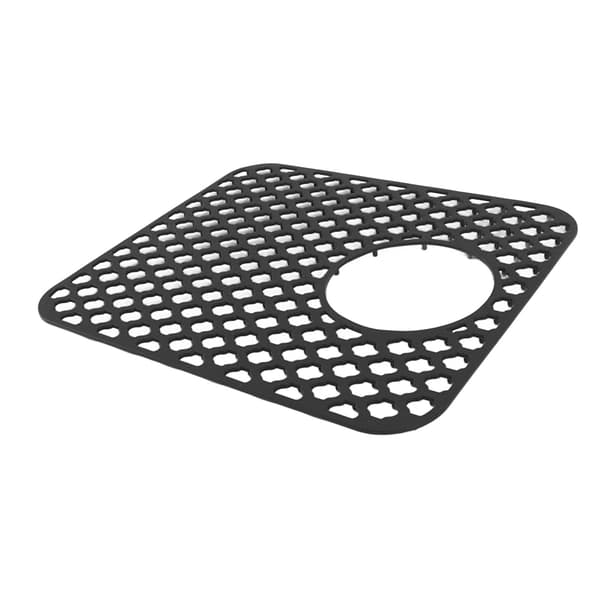 Silicone Sink Mat Protector with Side Drain Hole Non-Slip Scratch Protection Easy Maintenance Sink for Kitchen Home Black