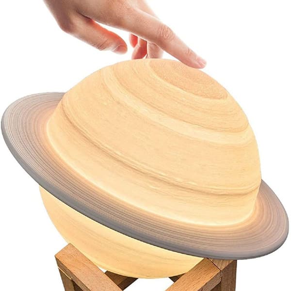 Saturn Lamp 3D Night Light Dimmable, Papasbox 15cm LED Saturn Lamp KLB
