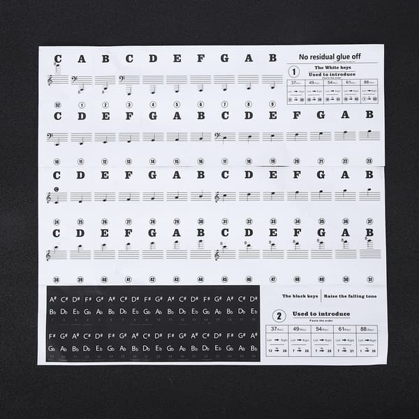 Piano Stickers Notblad Keyboard PVC Svart Vit Siffror Noter för Barn Nybörjare