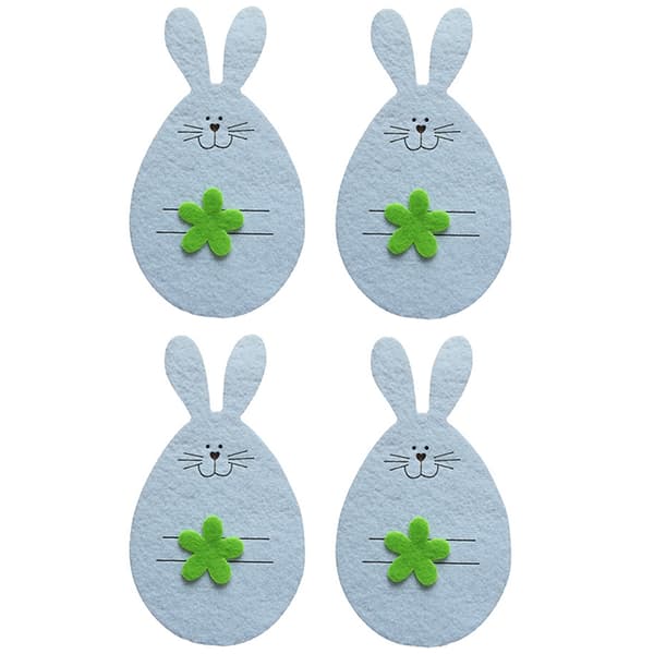Easter Bunny Cutlery Bag Cute Cartoon Tableware Holder Cover Creative Table Decor for Easter Party Green Green