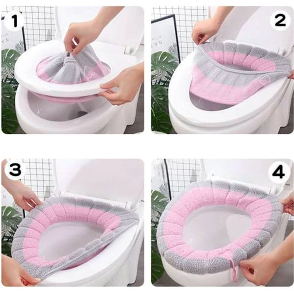 Toalettsitsöverdrag 4-pack – Varmt stretchmaterial, universal, tvättbart
