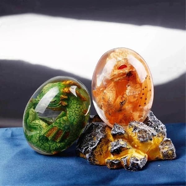 Lavadrakägg Resin Staty, Dinosaurieägg Skulptur Ädelsten Heminredning, Prydnads Souvenir Samlarobjekt