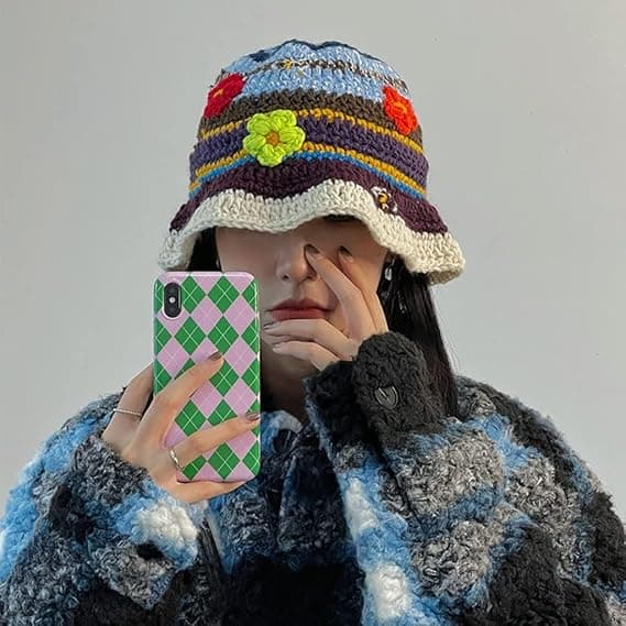 Damstickade mössor Boho stickade hinkhattar Handgjorda cloche virkade hattar